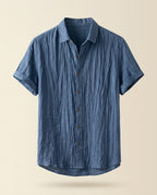 Roman Men's Breathable Linen Relaxed Fit Short Sleeve Shirt