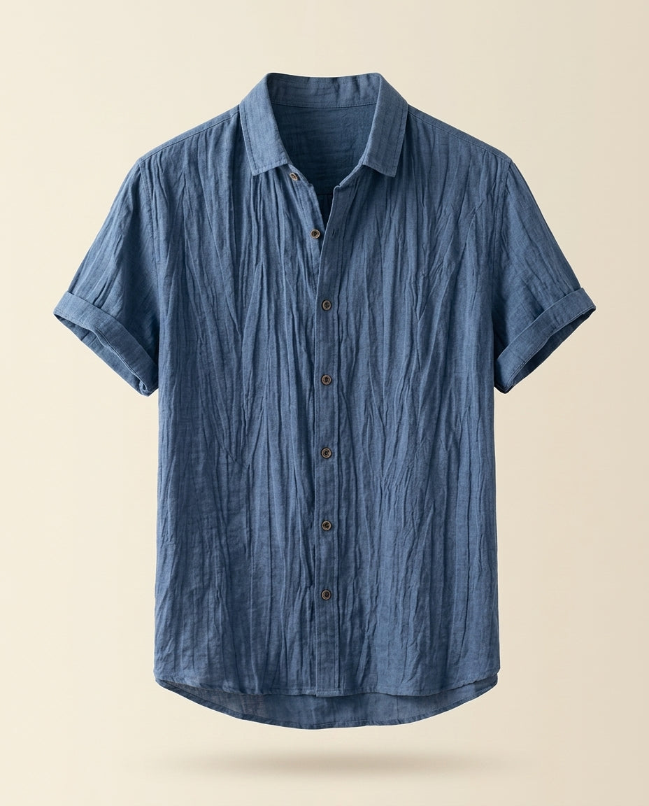 Roman Men's Breathable Linen Relaxed Fit Short Sleeve Shirt