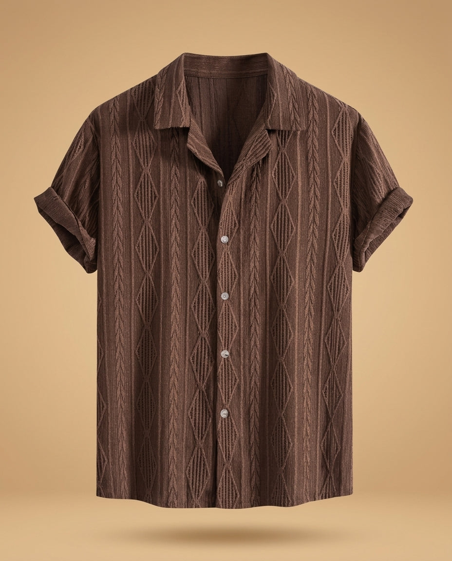 Felix Men's Textured Camp Collar Short Sleeve Shirt