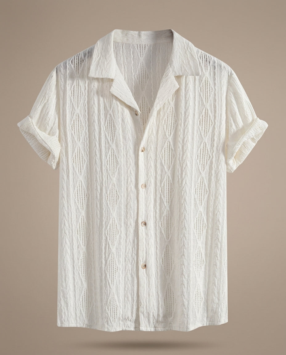 Felix Men's Textured Camp Collar Short Sleeve Shirt