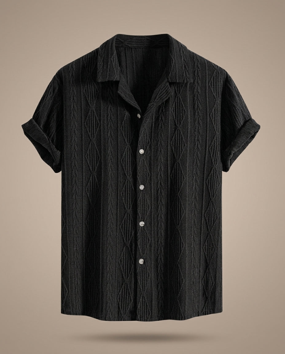 Felix Men's Textured Camp Collar Short Sleeve Shirt