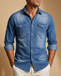 Wyatt Men's Long Sleeve Denim Button Down Shirt