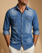 Wyatt Men's Long Sleeve Denim Button Down Shirt