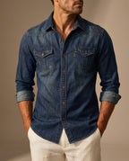 Wyatt Men's Long Sleeve Denim Button Down Shirt
