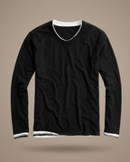Naro Men's Lightweight Organic Cotton V Neck Long Sleeve Shirt