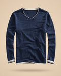 Naro Men's Lightweight Organic Cotton V Neck Long Sleeve Shirt