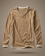 Naro Men's Lightweight Organic Cotton V Neck Long Sleeve Shirt