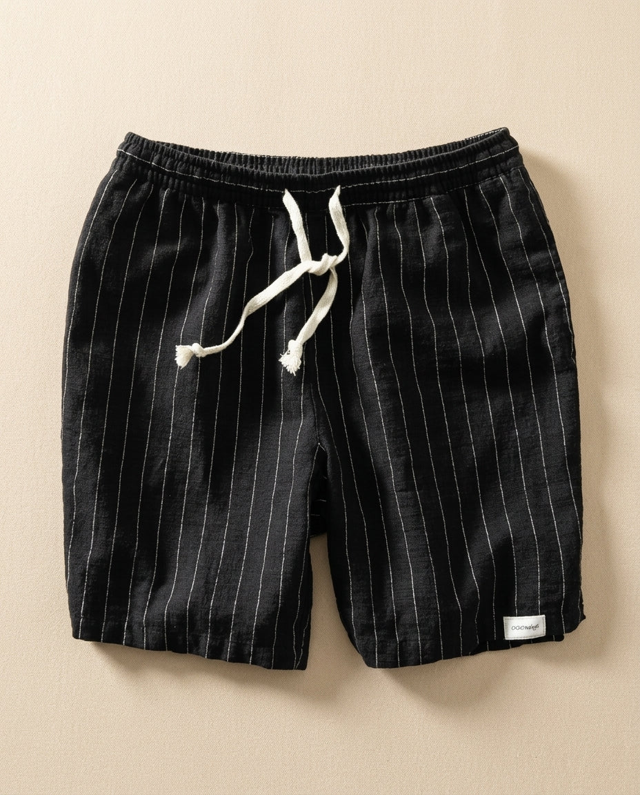 Montauk Men's Lightweight Cotton Linen Pinstripe Shorts