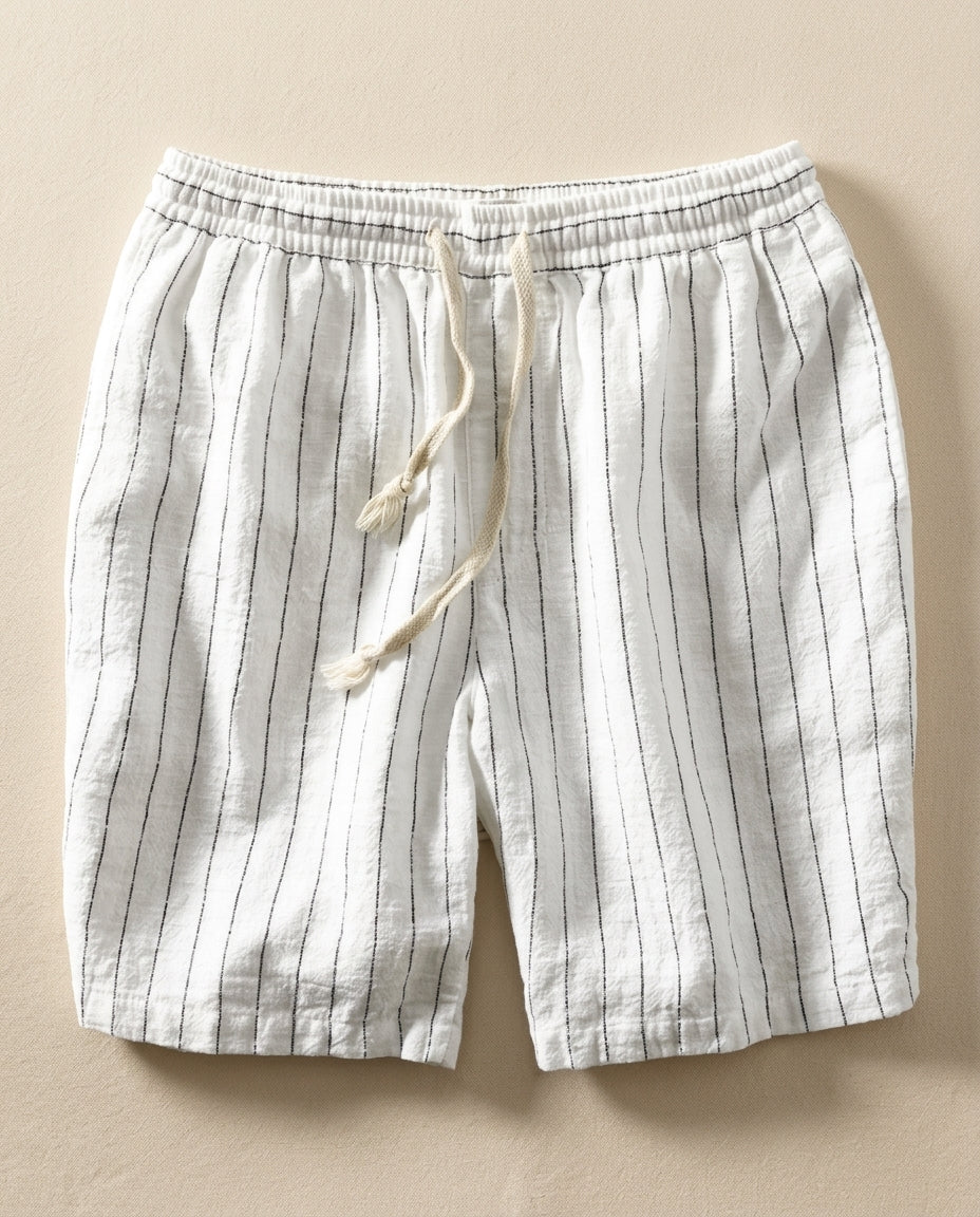 Montauk Men's Lightweight Cotton Linen Pinstripe Shorts