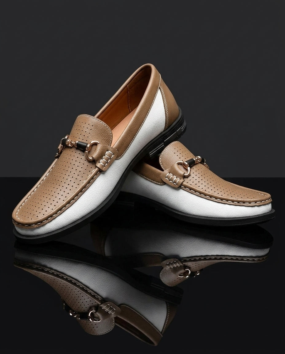Pietro Men's Breathable Perforated Italian Leather Loafers