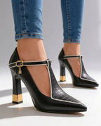 Seraphine Women's Cushioned Vegan Leather Studded Block Heels