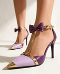 Anouk Women's Satin Bow T Strap Stiletto Heels