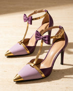 Anouk Women's Satin Bow T Strap Stiletto Heels