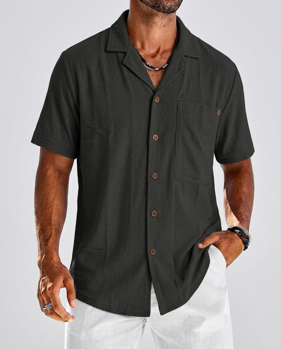 Cabot Men's Lightweight Linen Camp Collar Shirt