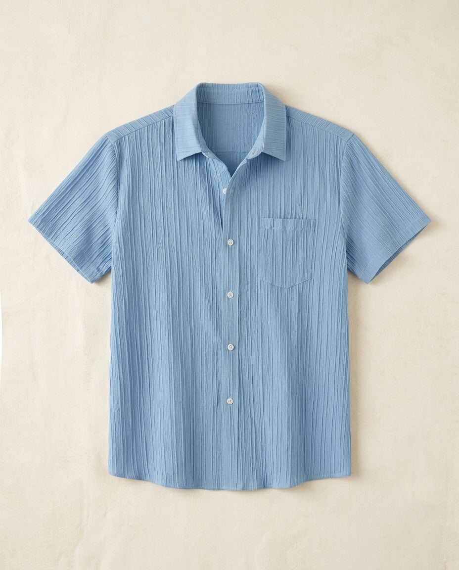 Newport Men's Breathable Linen Cotton Spread Collar Shirt