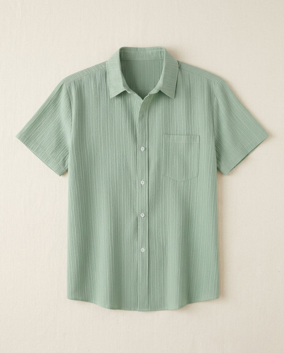 Newport Men's Breathable Linen Cotton Spread Collar Shirt