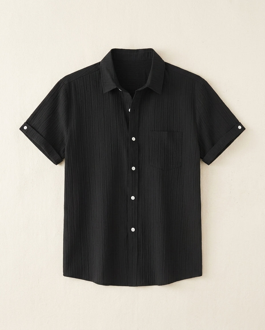 Newport Men's Breathable Linen Cotton Spread Collar Shirt