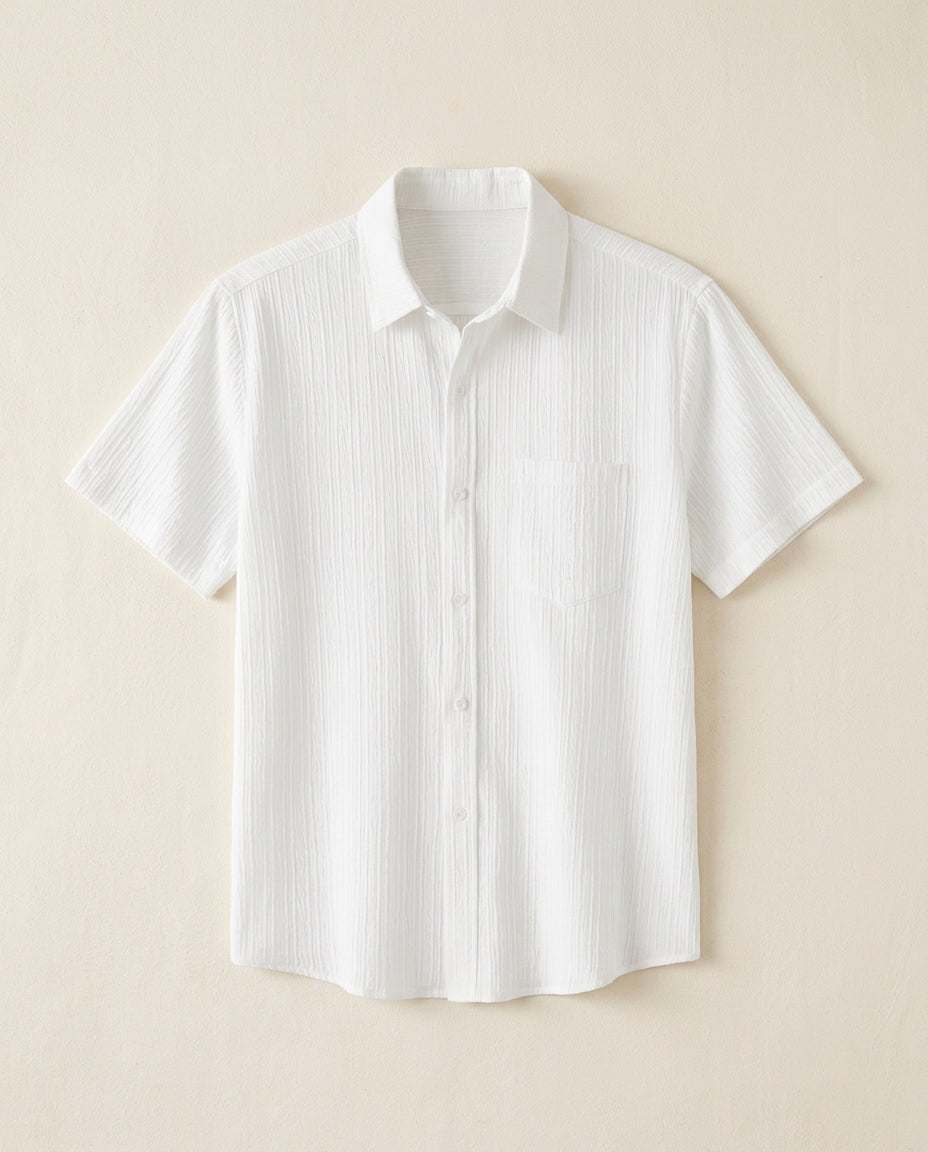 Newport Men's Breathable Linen Cotton Spread Collar Shirt