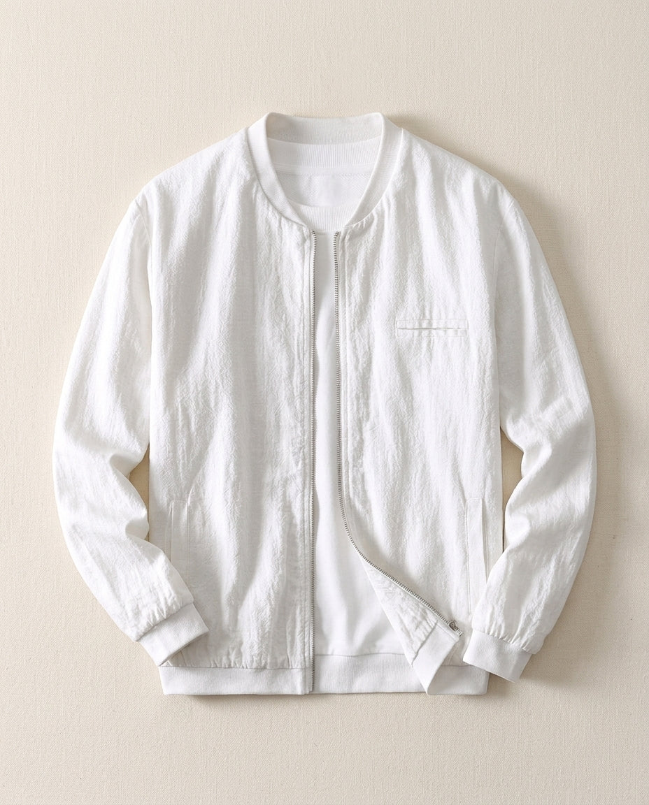 Romano Men's Breathable Linen Cotton Zip Up Jacket