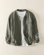 Romano Men's Breathable Linen Cotton Zip Up Jacket