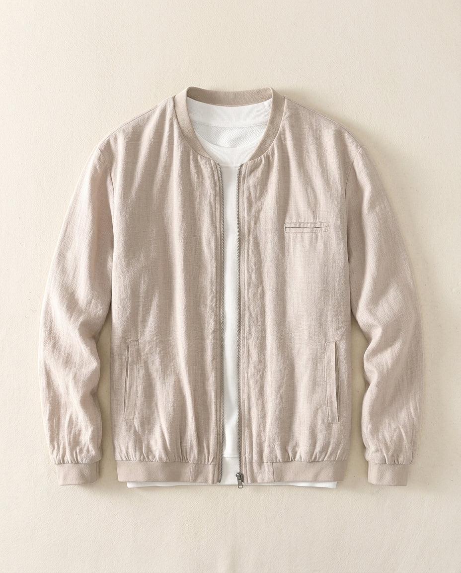 Romano Men's Breathable Linen Cotton Zip Up Jacket