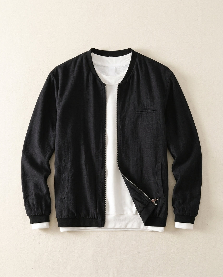Romano Men's Breathable Linen Cotton Zip Up Jacket