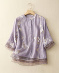 Aurelia Women's Cotton Linen Floral Blouse