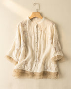Aurelia Women's Cotton Linen Floral Blouse