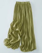 Delphine Women's High Waist Satin Wide Leg Pants