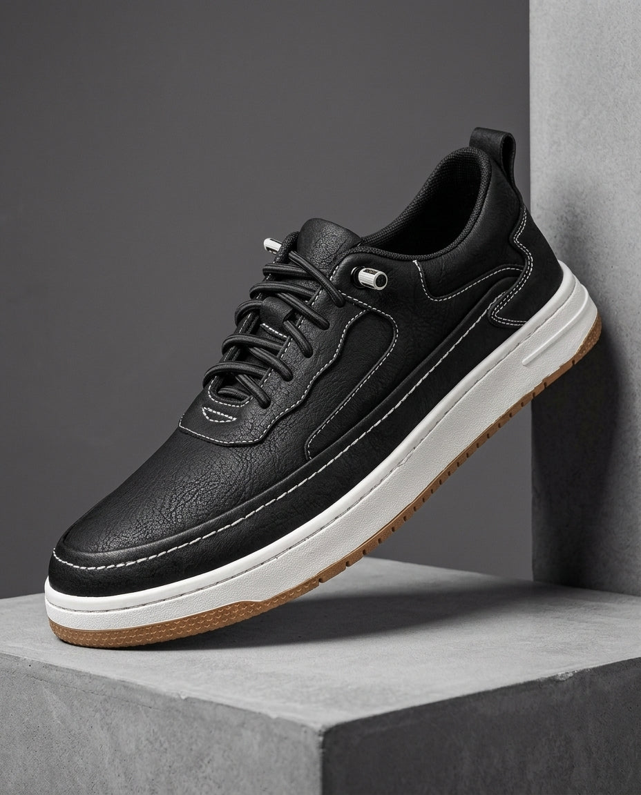 Pierce Men's Cushioned Leather Lace Up Sneakers