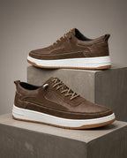 Pierce Men's Cushioned Leather Lace Up Sneakers