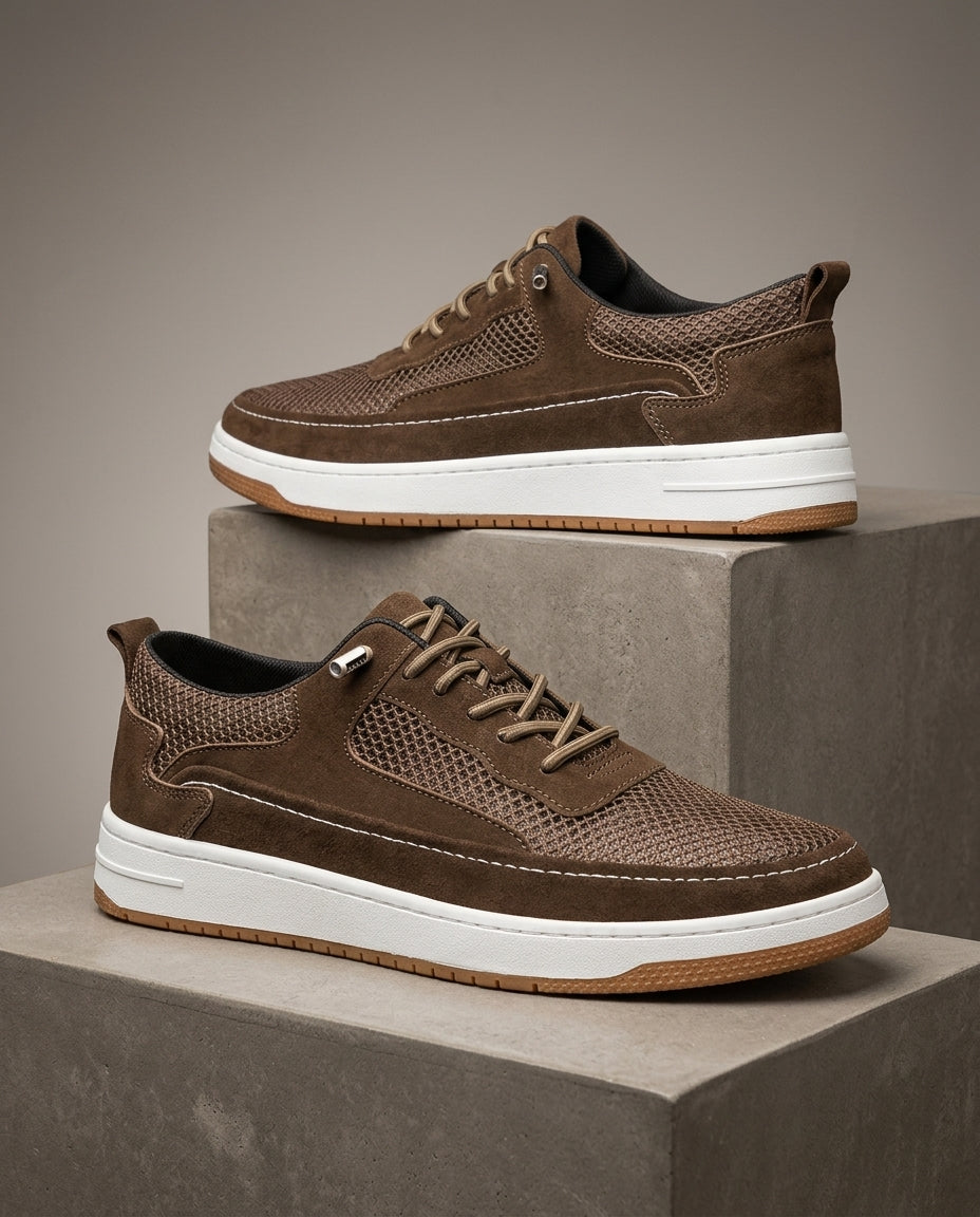 Pierce Men's Cushioned Leather Lace Up Sneakers