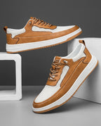 Pierce Men's Cushioned Leather Lace Up Sneakers