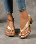 Pia Women's Open Toe V Strap Block Heel Sandals