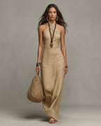 Mira Women's Breathable Linen Halter Maxi Dress
