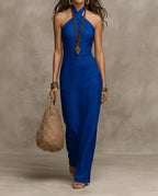 Mira Women's Breathable Linen Halter Maxi Dress