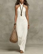 Mira Women's Breathable Linen Halter Maxi Dress