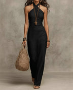 Mira Women's Breathable Linen Halter Maxi Dress