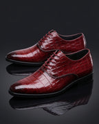 Vittorio Men's Orthopedic Croc Embossed Leather Oxford Dress Shoes