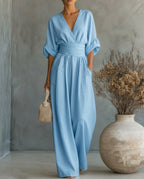 Noor Women's V Neck Relaxed Fit Jumpsuit