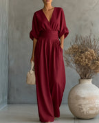 Noor Women's V Neck Relaxed Fit Jumpsuit
