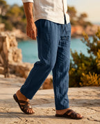 Tobias Men's Lightweight Linen Blend Drawstring Trousers