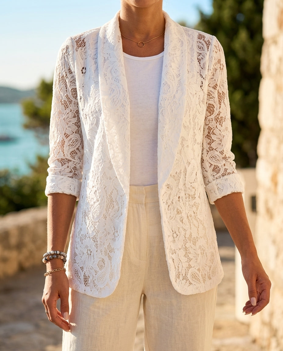 Mireille Women's Lightweight Lace Open Front Blazer