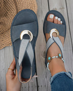 Freya Women's Lightweight Open Toe Slingback Flat Sandals