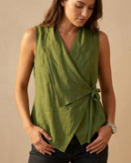 Tessa Women's Lightweight Wrap Front V Neck Tank Top