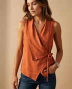 Tessa Women's Lightweight Wrap Front V Neck Tank Top