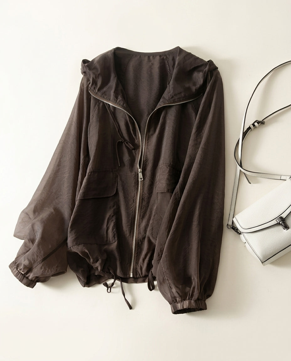 Nadia Women's Lightweight Hooded Zip Up Jacket