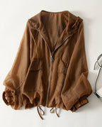 Nadia Women's Lightweight Hooded Zip Up Jacket