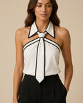 Greer Women's Halterneck Tie Front Shirt