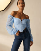 Romilly Women's Lightweight Chiffon Corset Blouse